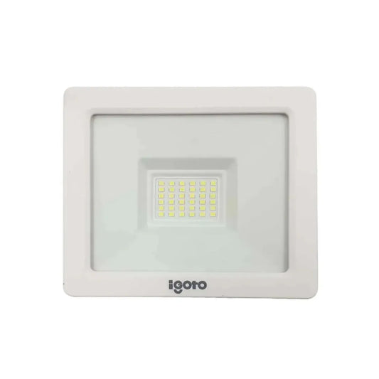 Reflector LED iGoto de 20W luz blanca para exteriores con carcasa resistente en color blanco