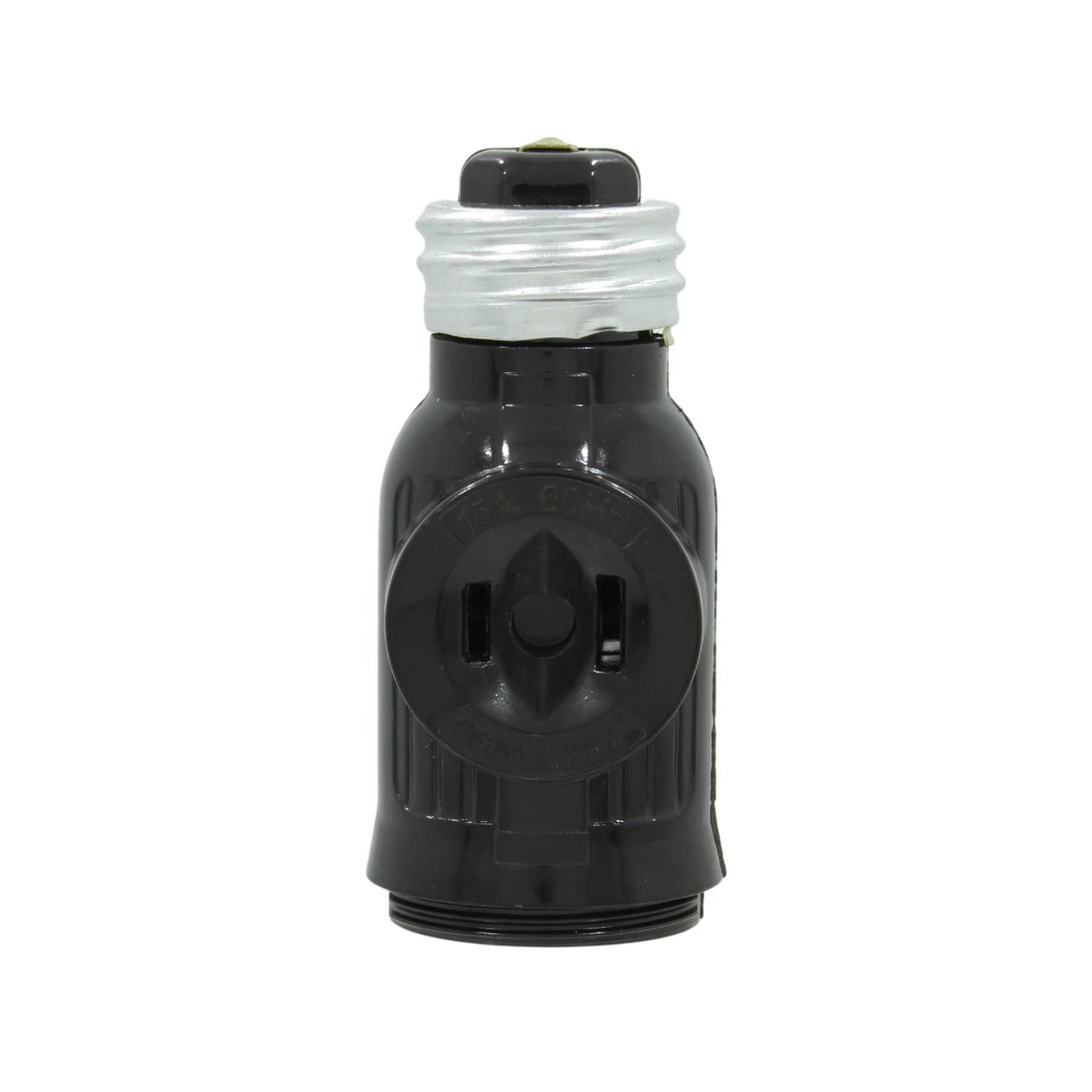 Socket ladrón negro, adaptador de foco a tomacorriente 2-prong, convierte base E26.