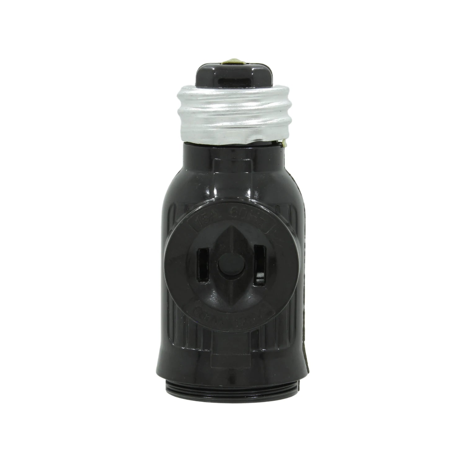 Socket ladrón negro, adaptador de foco a tomacorriente 2-prong, convierte base E26.