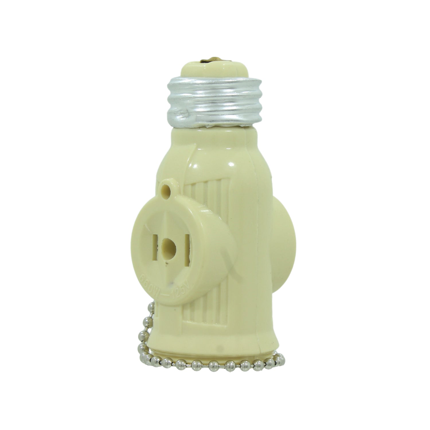 Adaptador de foco marfil a toma eléctrica con interruptor de cadena, 660W 125V