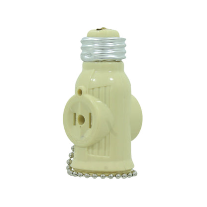 Adaptador de foco marfil a toma eléctrica con interruptor de cadena, 660W 125V