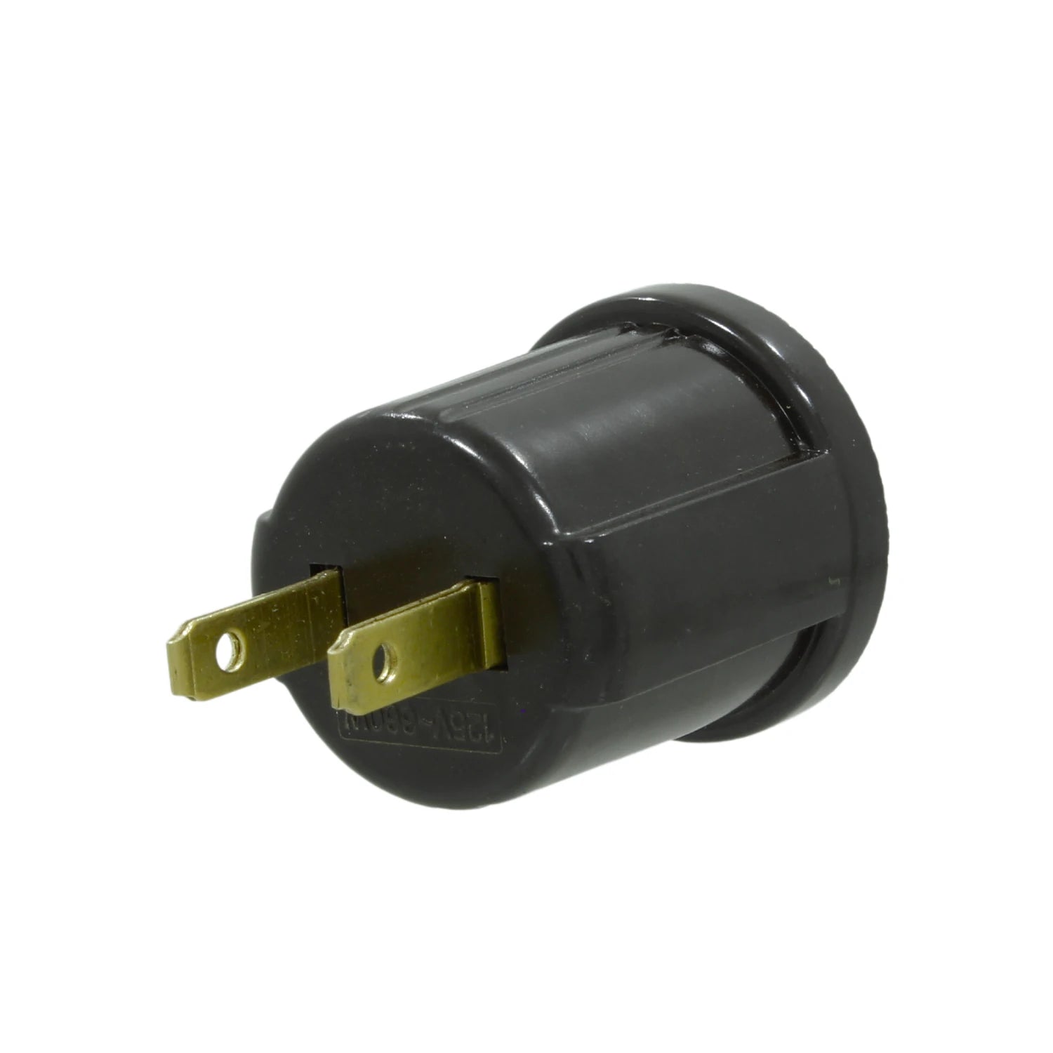 Clavija eléctrica macho negra con 2 patas planas, 125V 660W. Ideal para reparar o extender cables.