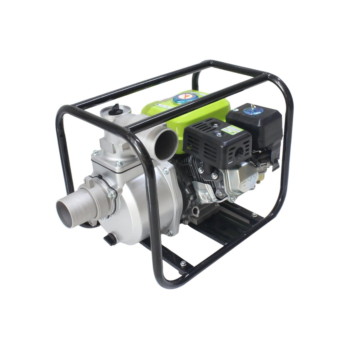 Motobomba de gasolina 3" para agua, portátil con motor 6.5 HP y chasis protector negro