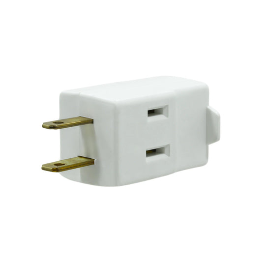 Clavija triple plana blanca, adaptador eléctrico de 2 polos con dos salidas, ideal para el hogar