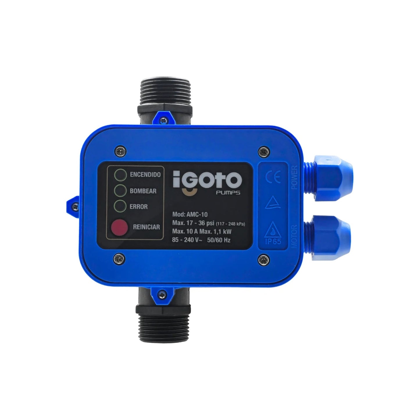 Controlador automático de presión Igoto AMC-10 azul para bombas de agua, IP65