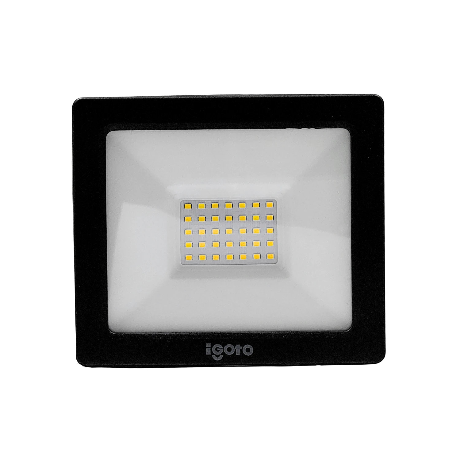 Reflector LED cuadrado Igoto negro, luz blanca, para iluminación exterior