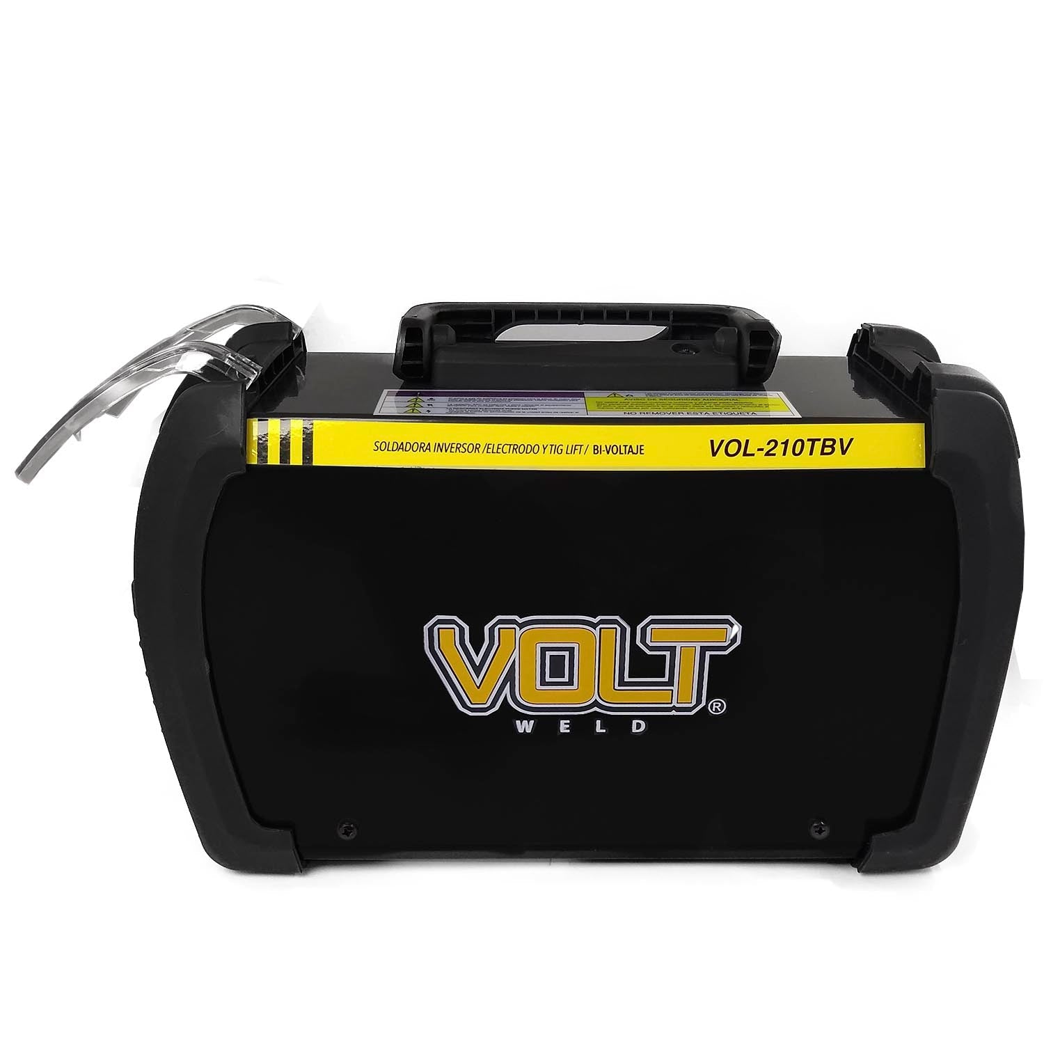 Soldadora inversora Volt VOL-210TBV negra, para electrodo y TIG Lift, con bi-voltaje y diseño portátil.