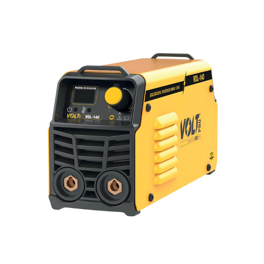Soldadora inversora MMA Volt VOL-140 120A portátil, amarilla y negra con panel digital para soldar