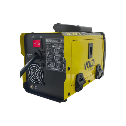 Soldadora inversora MIG/MMA Volt MGI114 amarilla/negra, panel trasero con entrada 110V y switch ON/OFF