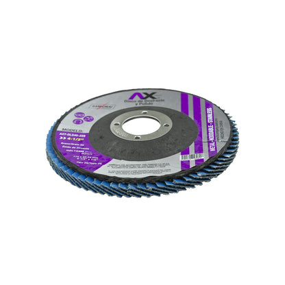 Disco de láminas AX zirconia grano 40 4-1/2 pulgadas para desbaste de metal y acero inoxidable tipo 29