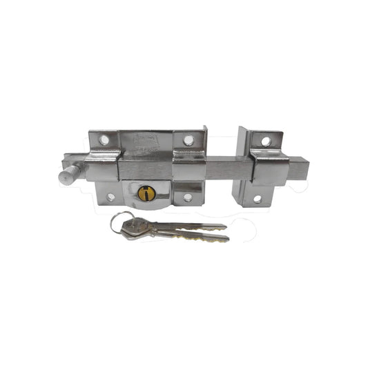 Cerrojo de barra deslizante con llave, metálico cromado, para seguridad en puertas, incluye dos llaves.