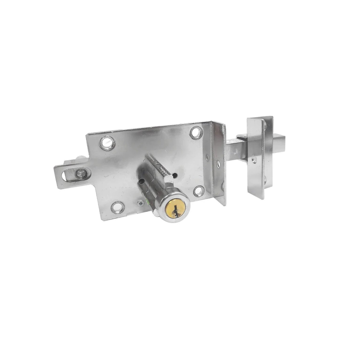 Cerradura de sobreponer con llave, cerrojo de barra izquierda metálico para seguridad de puerta