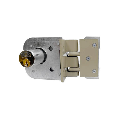 Cerradura de mordaza Phillips para sobreponer, pestillo de seguridad beige, cilindro metálico izquierda