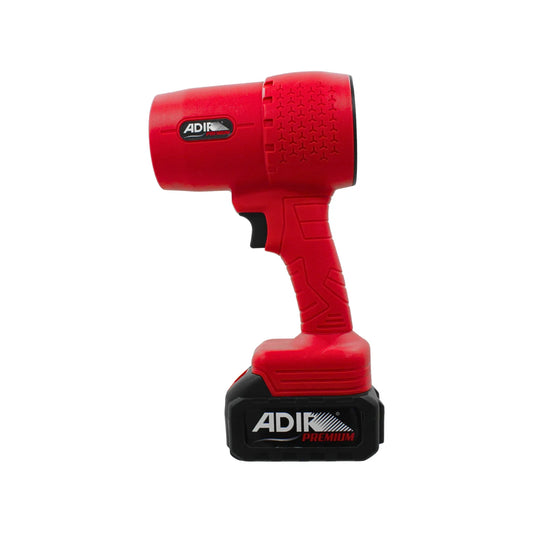 Soplador inalámbrico ADIR Premium rojo con batería de litio para limpieza de herramientas y áreas de trabajo