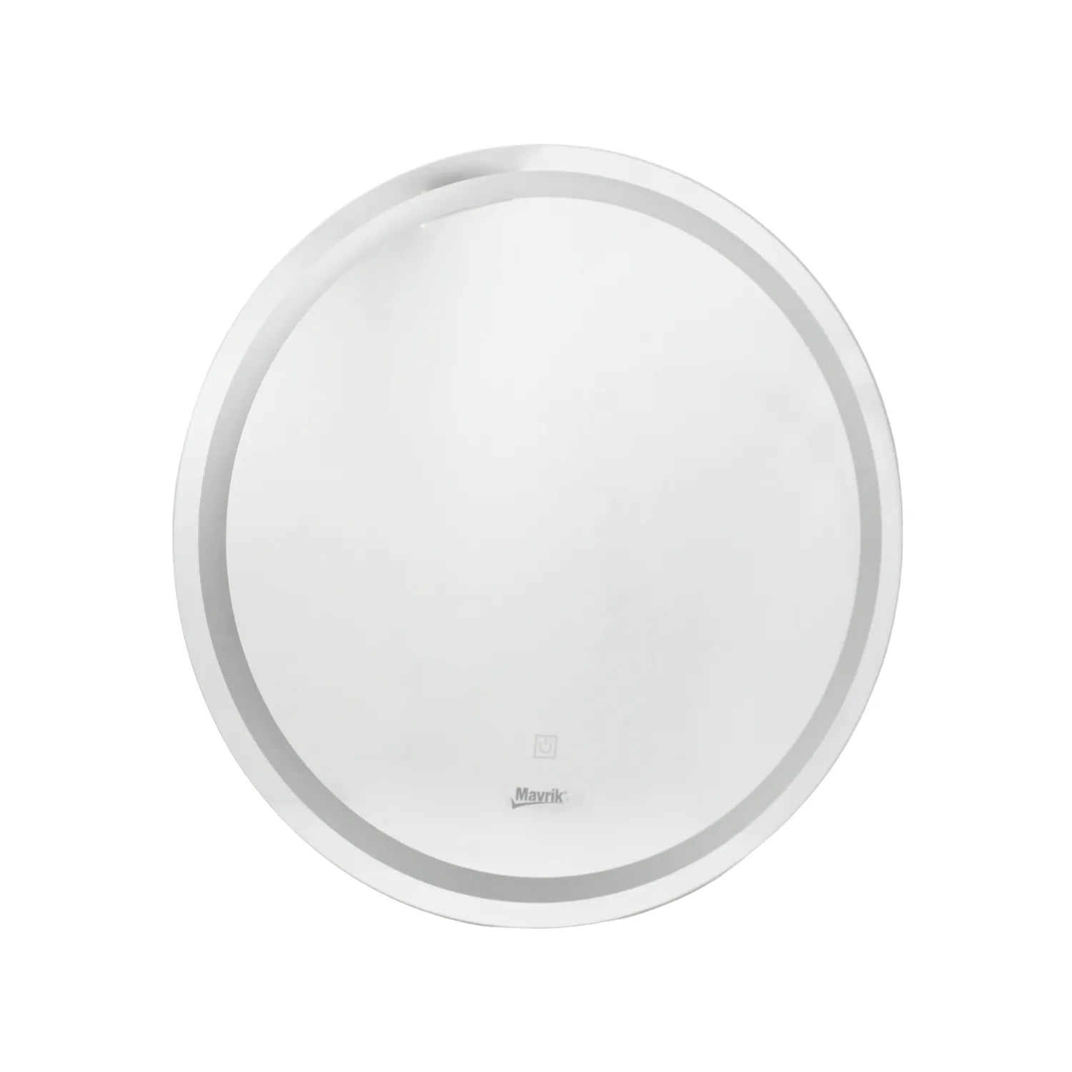 Espejo de baño circular con luz LED frontal y botón táctil de encendido marca Mavrik acabado blanco