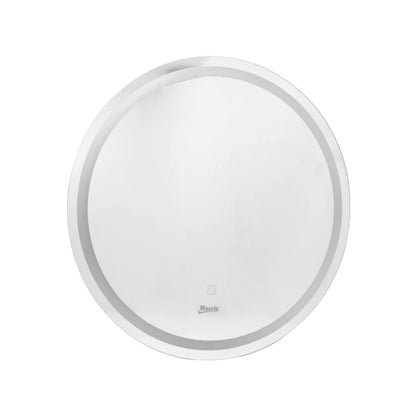 Espejo de baño circular con luz LED frontal y botón táctil de encendido marca Mavrik acabado blanco