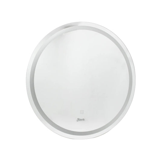 Espejo de baño circular con luz LED frontal y botón táctil de encendido marca Mavrik acabado blanco