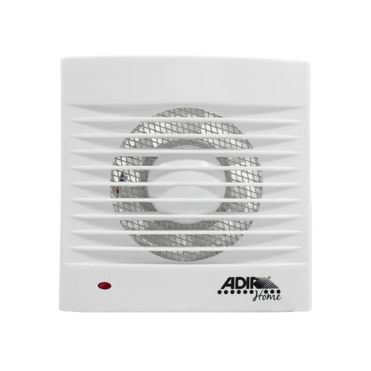 Extractor de aire blanco ADIR Home para baño y cocina con rejilla protectora y luz indicadora.