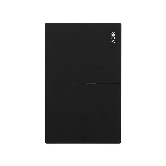 Interruptor de luz doble negro mate marca Adir diseño moderno para pared instalación eléctrica residencial.
