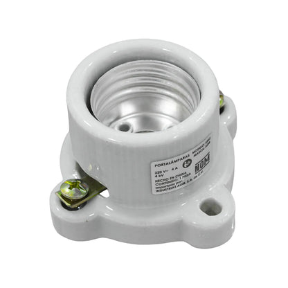 Portalámparas de porcelana blanca marca Adir modelo 5565 para focos E27 con terminales de tornillo para superficie