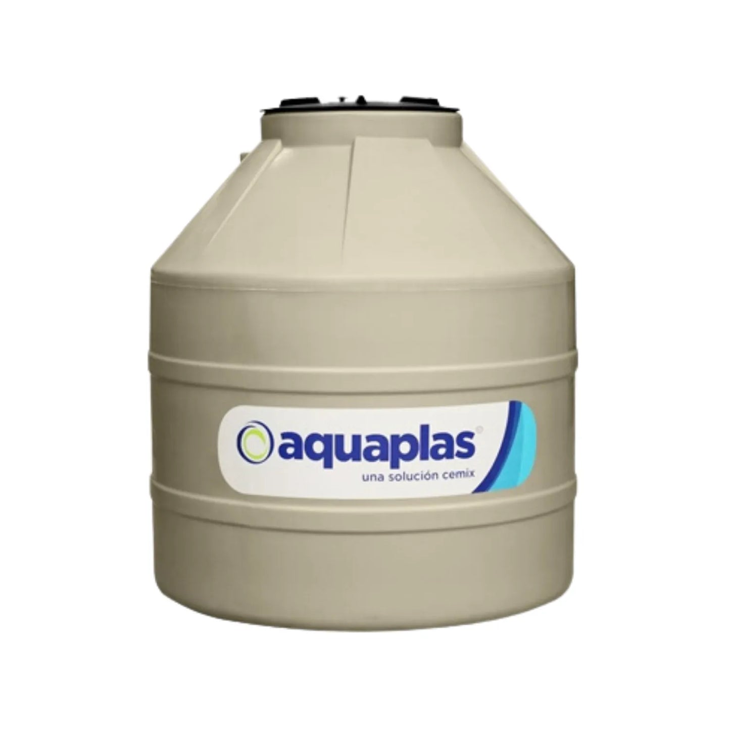 Tinaco Aquaplas beige para almacenamiento de agua potable con tapa reforzada, diseño cilíndrico de alta resistencia
