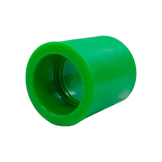 Cople PPR verde para unión de tuberías de agua, resistente y duradero en sistemas de plomería.