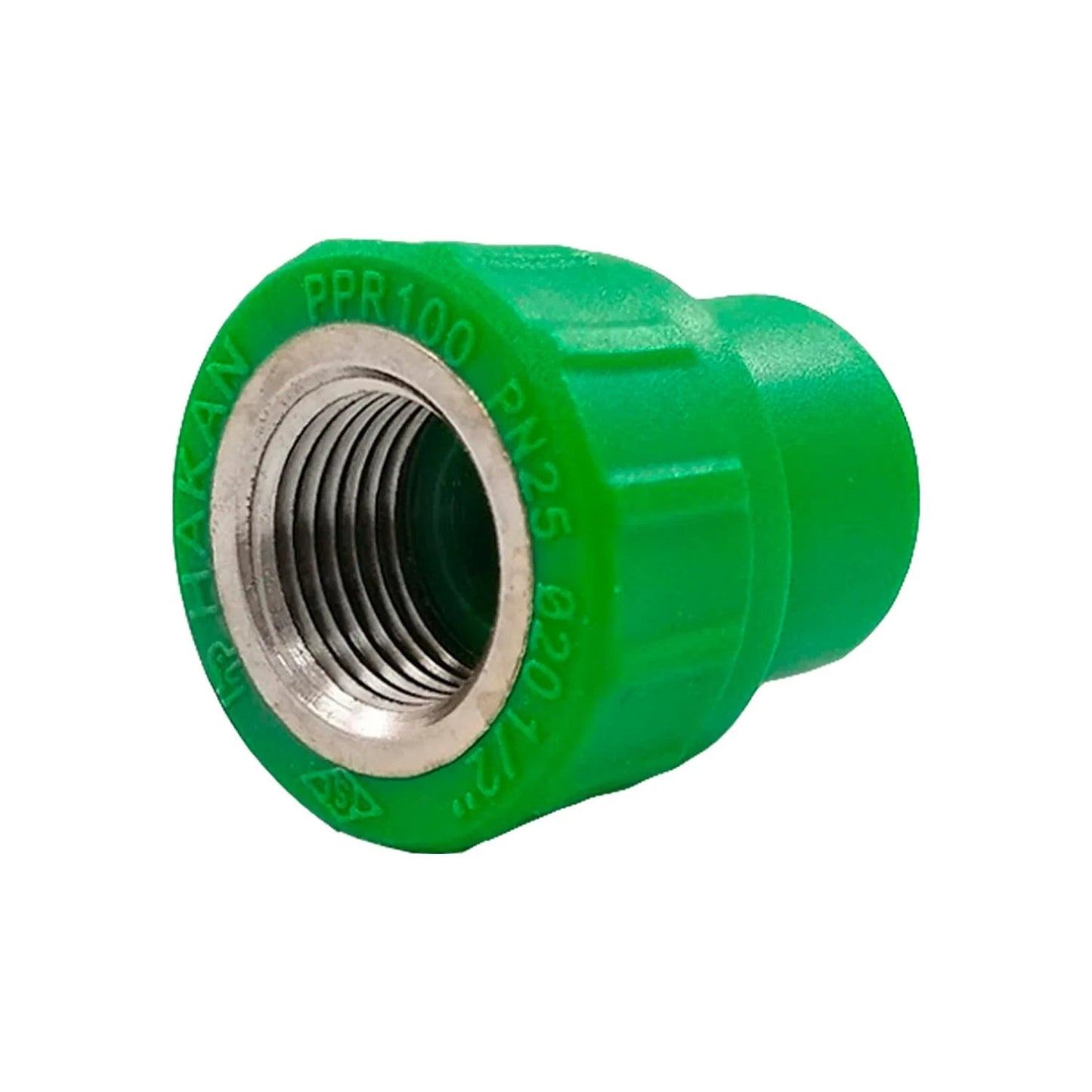 Conector PPR Hakan hembra 1/2" verde, rosca interna metálica PN25