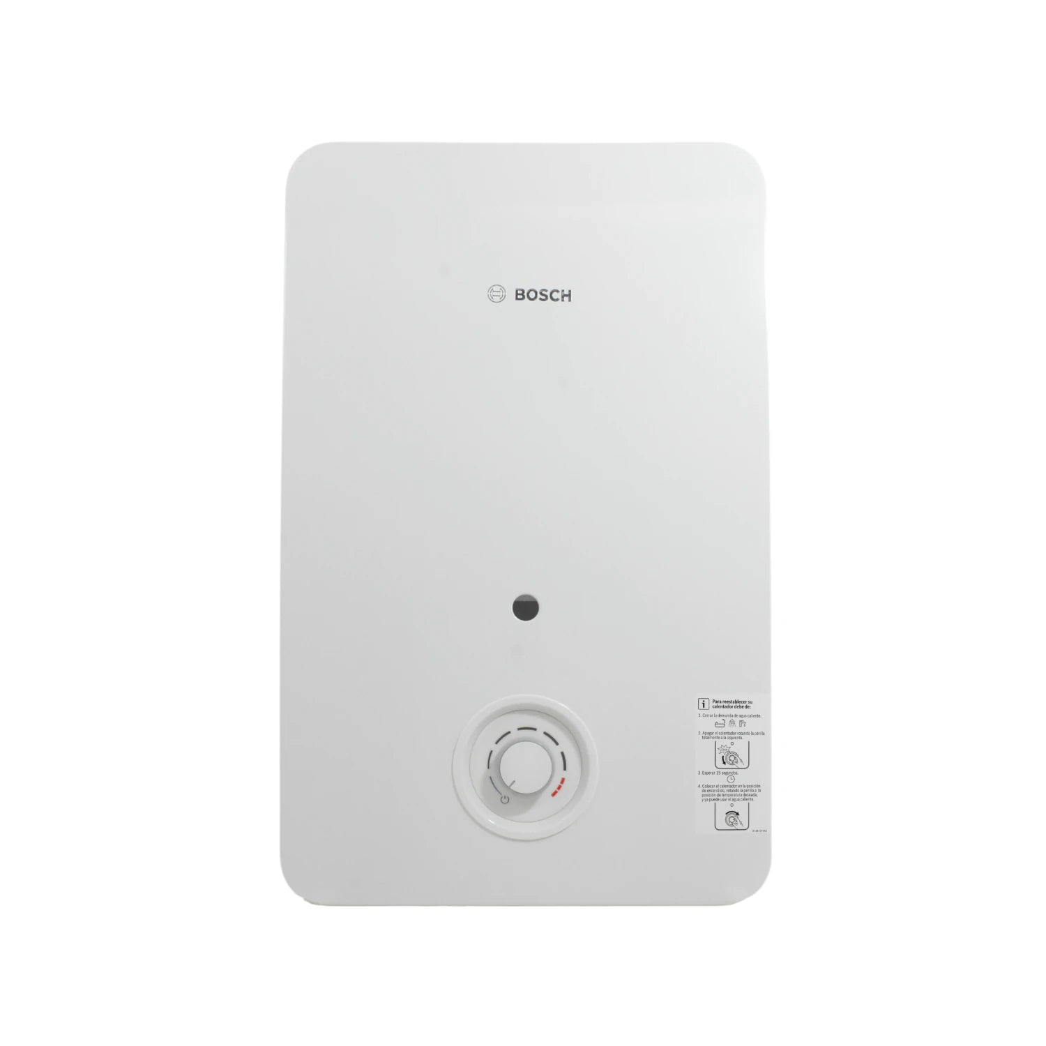 Boiler de paso Bosch blanco, calentador de agua instantáneo con perilla de control de temperatura