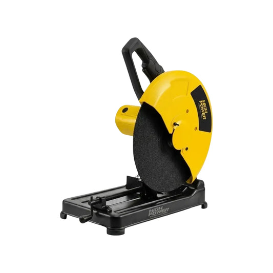 Cortadora de metal HIGH POWER amarilla y negra con disco abrasivo de 14", tronzadora profesional