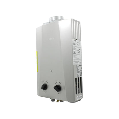 Boiler instantáneo Bosch 5 litros para gas natural, color gris, diseño compacto y eficiente