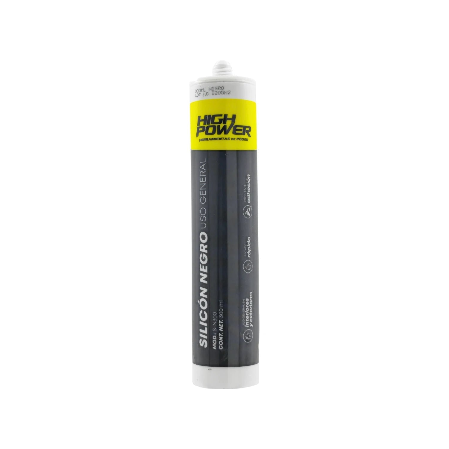 Silicón negro High Power 300ml uso general, secado rápido, excelente adhesión para interiores y exteriores