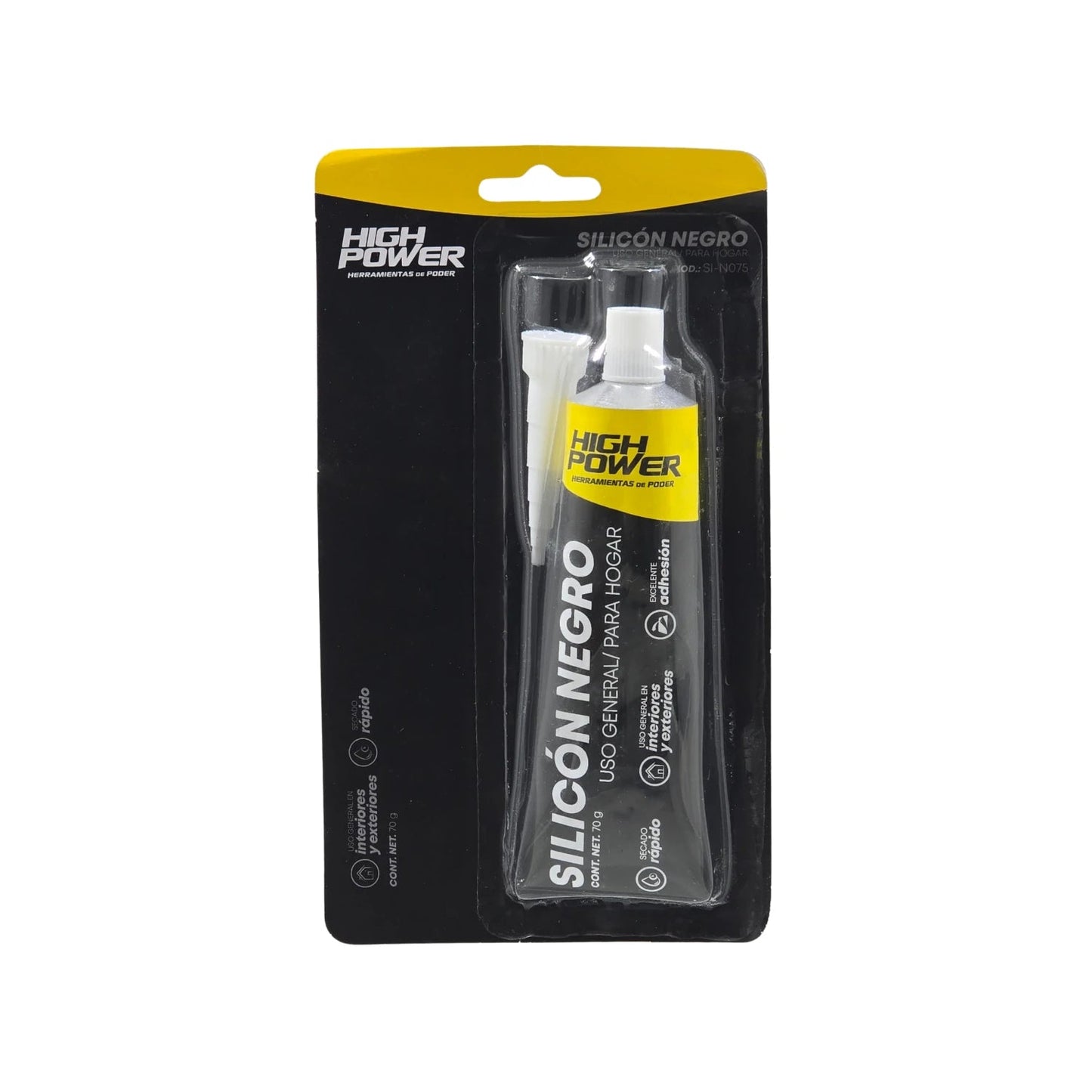 Silicón negro High Power 70g, sellador uso general secado rápido para hogar, interiores y exteriores