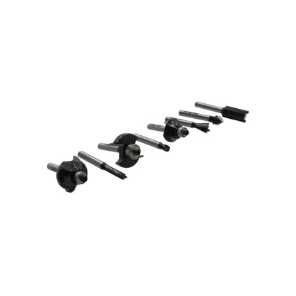 Set de 6 fresas para rebajadora con vástago de 1/4 pulgada, brocas para madera con punta de carburo y balero guía negro