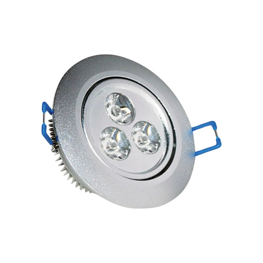 Foco LED empotrable redondo plateado 3 luces dirigibles para techo