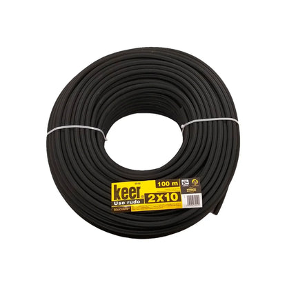 Cable uso rudo 2x10 negro 100 m Keer 4019