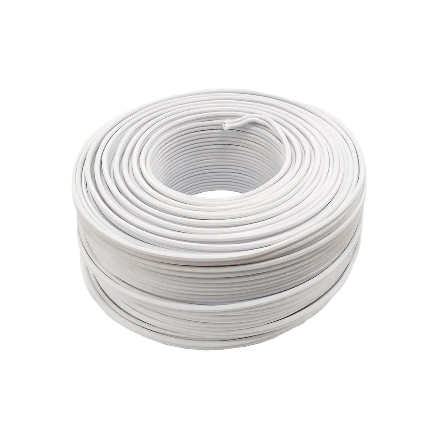 Rollo de cable eléctrico blanco calibre 14 AWG de 100 metros para instalaciones residenciales.