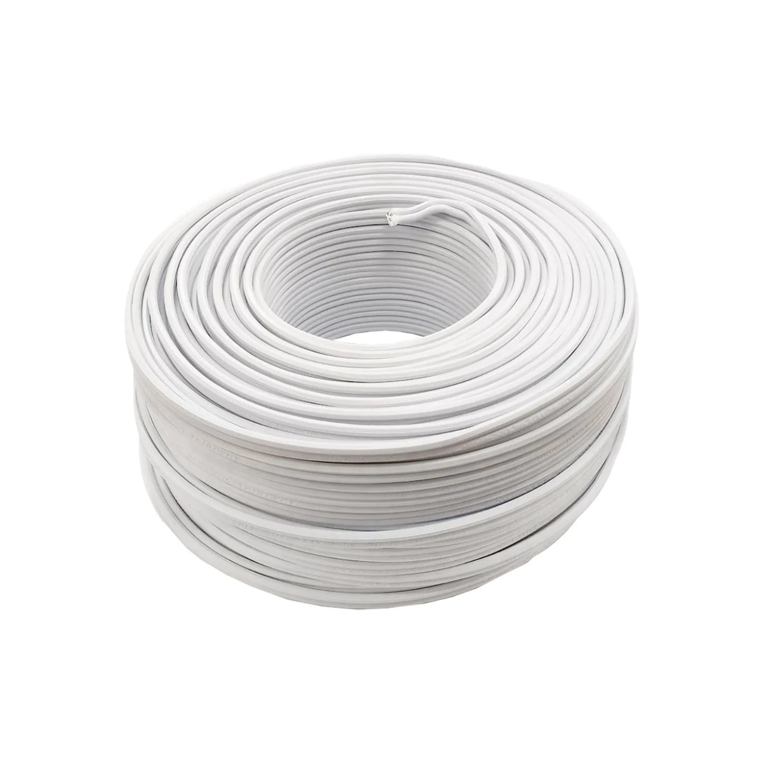 Rollo de cable eléctrico blanco calibre 14 AWG de 100 metros para instalaciones residenciales.