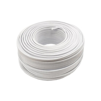 Rollo de cable eléctrico blanco calibre 14 AWG de 100 metros para instalaciones residenciales.