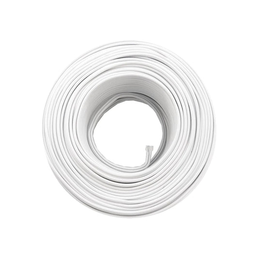 Rollo de cable eléctrico blanco calibre 18 AWG de 100 metros para instalaciones domésticas o proyectos.