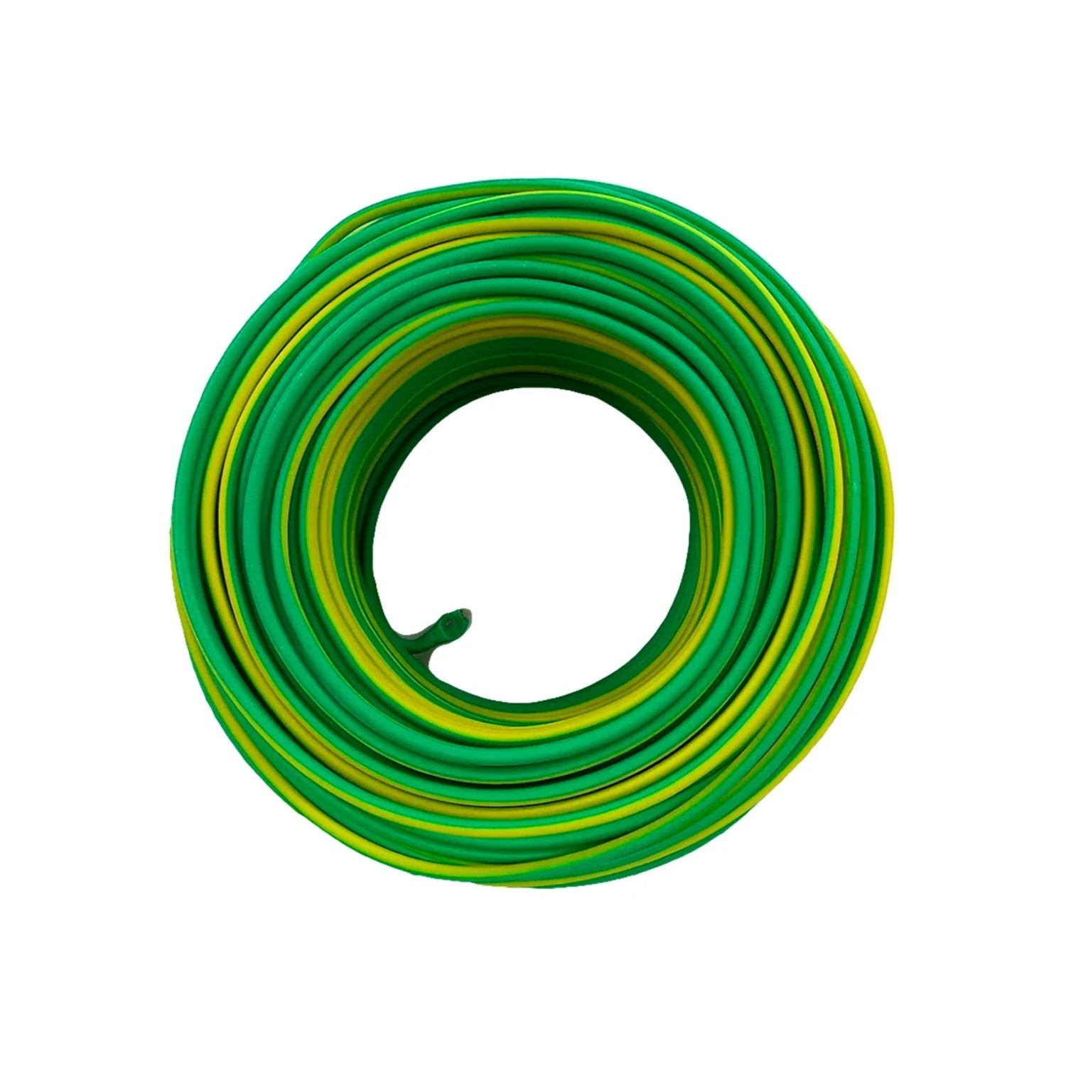 Cable eléctrico de tierra calibre 10, enrollado, con aislante bicolor verde y amarillo