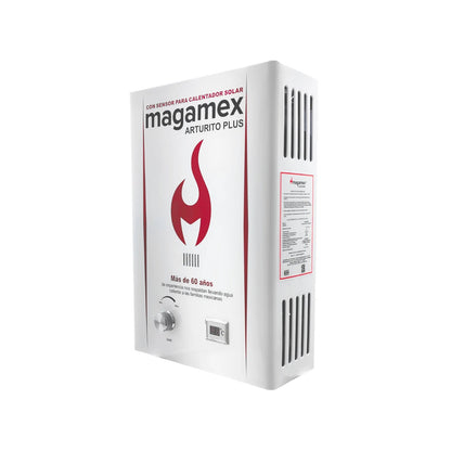 Boiler instantáneo Magamex Arturito Plus blanco 4.5L, sensor para calentador solar, control de gas, display digital