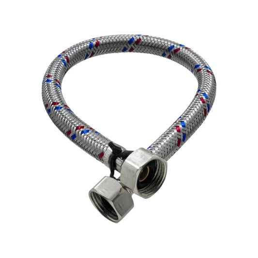 Manguera flexible trenzada metálica con hilos rojos y azules, conectores para lavabo/fregadero 40 cm