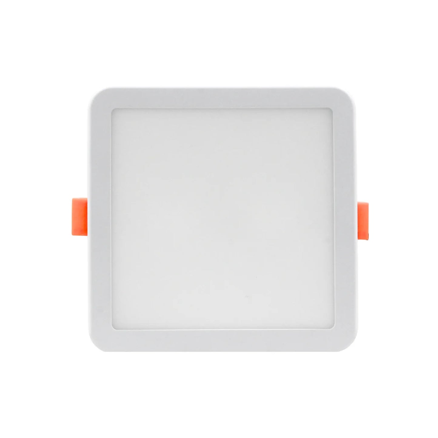 Plafón LED empotrable cuadrado blanco con clips de sujeción para techo