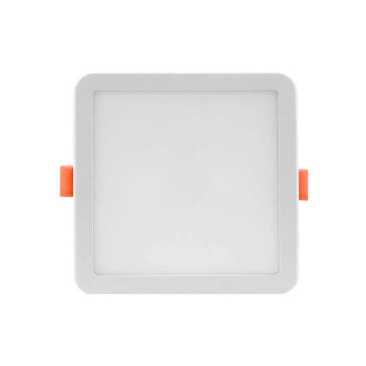 Plafón LED empotrable cuadrado blanco con clips de sujeción para techo