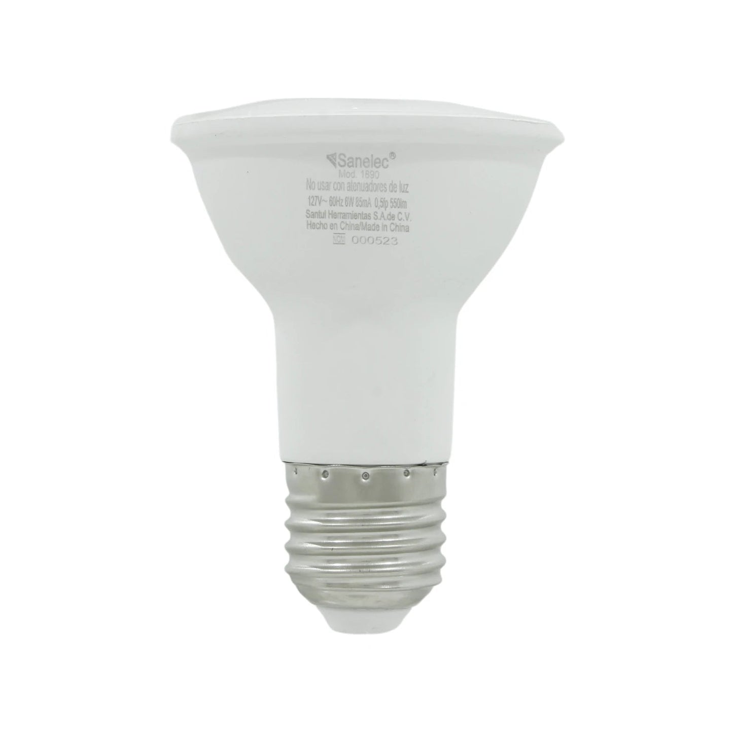 Foco LED Sanelec Mod. 1890 PAR blanca luz fría 45W equivalente, base E27