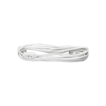 Extensión eléctrica blanca enrollada de 3 tomas, ideal para uso interior en hogar u oficina