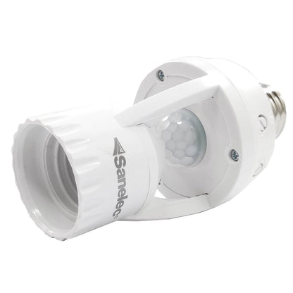 Adaptador de socket E27 blanco Sanelec con sensor de movimiento PIR para encendido automático de luz