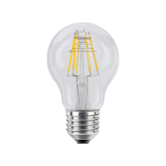 Bombilla LED Sanelec vintage 4W tipo globo transparente con filamentos amarillos E27