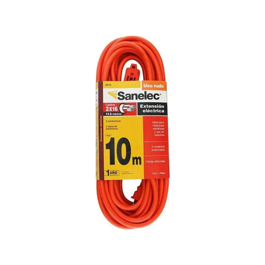 Extensión uso rudo 10 metros naranja Sanelec 2410