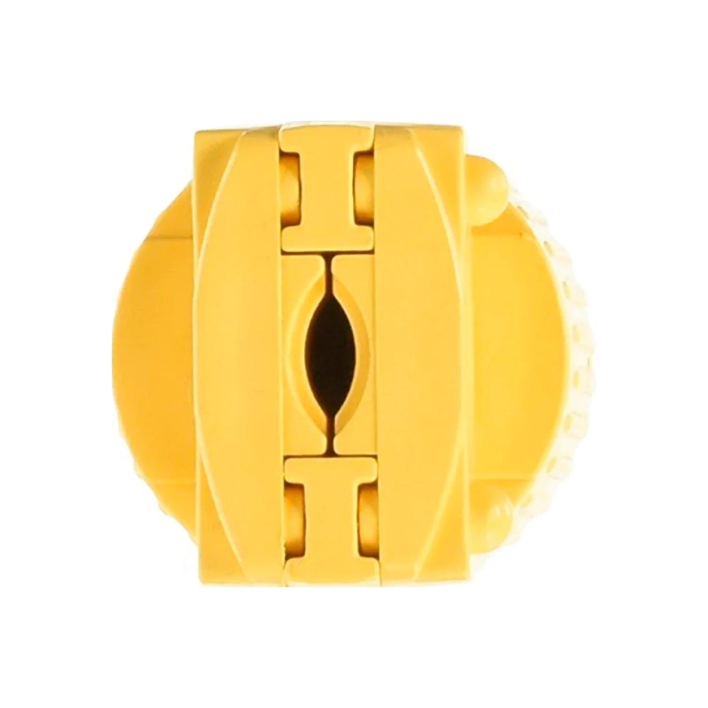 Conector eléctrico industrial amarillo con entrada para terminal de cuchilla, robusto para ferretería.
